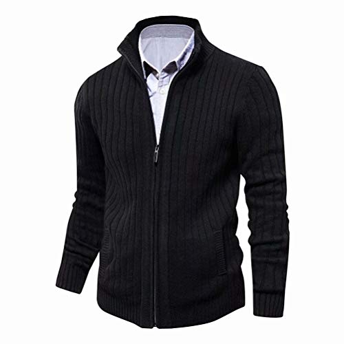 aoli ray – Cardigan Homme Zippé Slim Fit – Veste Tricotée à Col Droit & 2 Poches