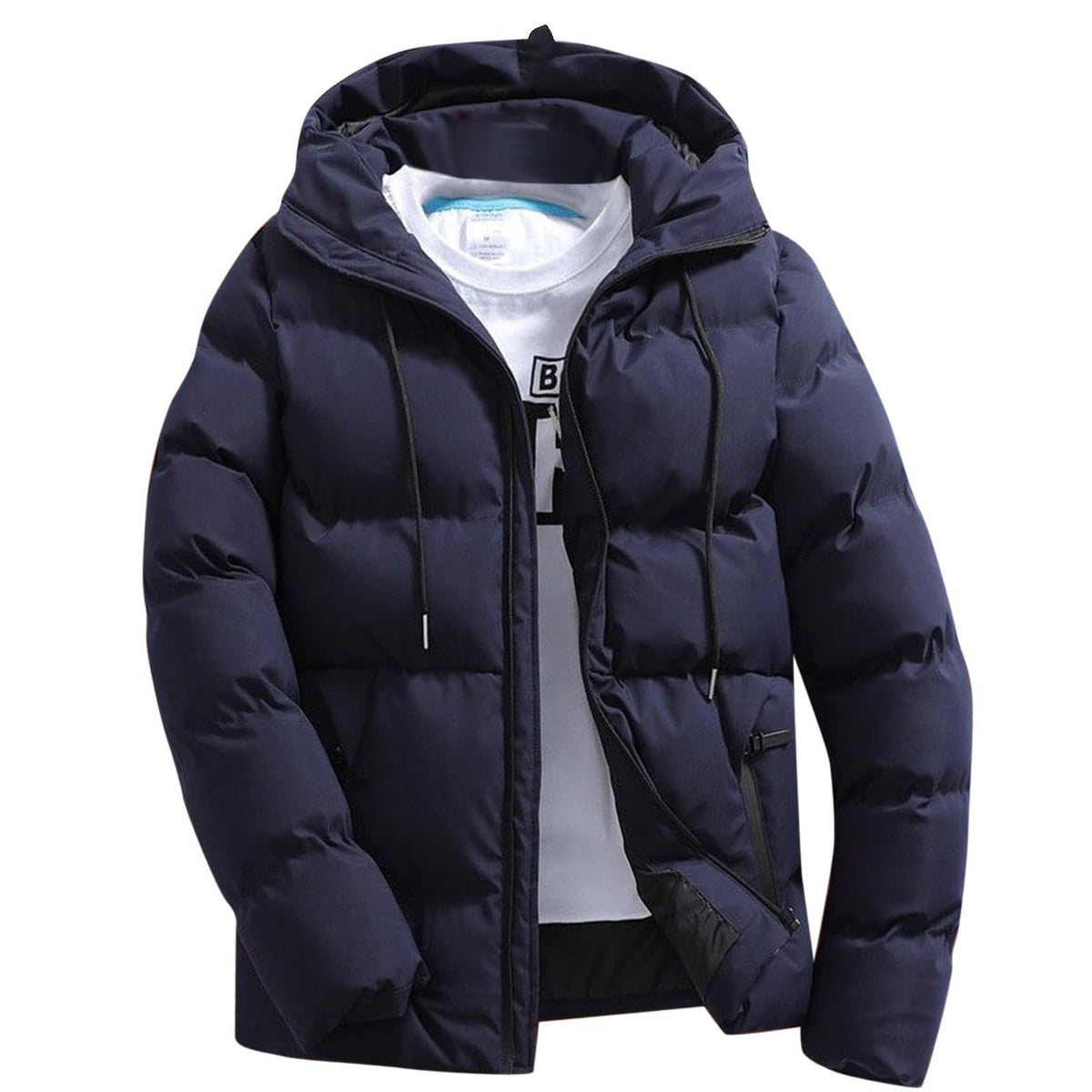 Doudoune Homme Hiver Slim Fit à Capuche – Veste Matelassée Légère, Chaude & Coupe-Vent