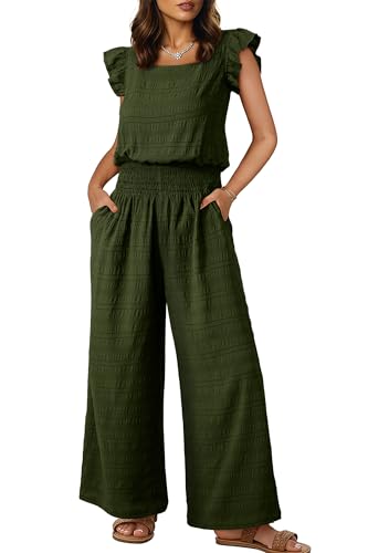 Dokotoo – Combinaison femme smockée sans manches, col carré et pantalon large avec poches