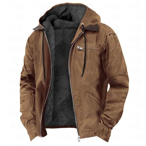 Veste Homme Style Cuir à Capuche – Blouson 3D Imprimé Zippé avec Effet Moumoute