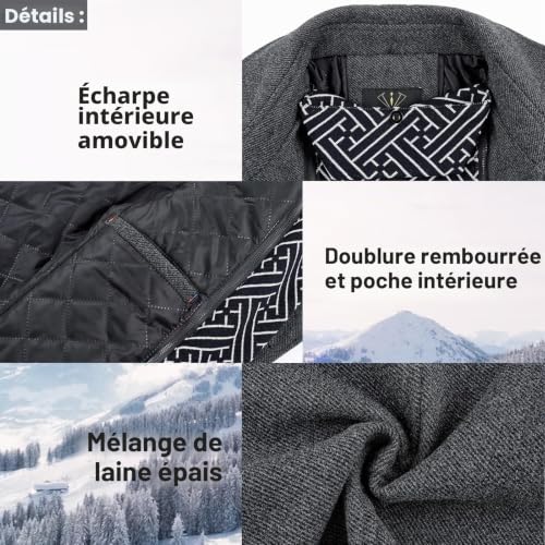 Manteau en laine pour homme – Trench-coat chaud et élégant pour l’hiver