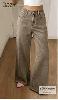 🤎 Jean Femme DAZY Wide Leg Taille Haute – Denim Délavé & Style Rétro Chic VELICYA