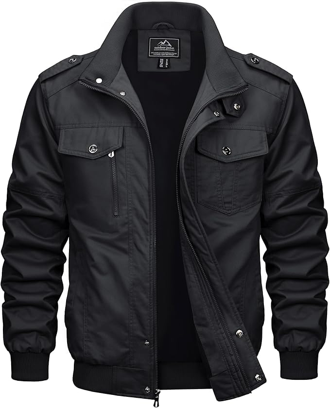 MAGCOMSEN – Blouson Cargo Militaire Homme – Veste Légère Coupe-Vent en Coton, Zippée & Multipoches