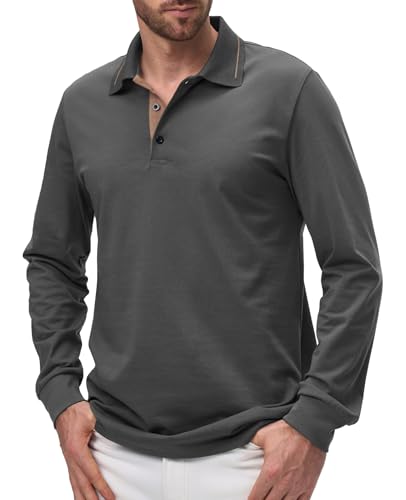 Comilaka – Polo homme décontracté en coton – Manches longues et style classique