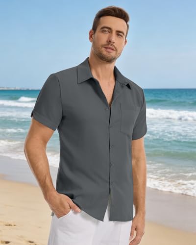 LVCBL – Chemise Homme Manches Courtes – Légère, Confortable & Décontractée pour l’Été