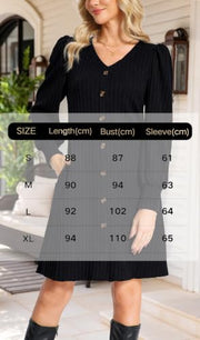 Robe tunique en tricot femme – Col V et boutons latéraux