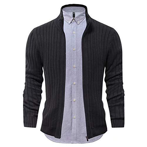 aoli ray – Cardigan Homme Zippé Slim Fit – Veste Tricotée à Col Droit & 2 Poches