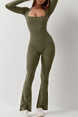 🖤 QINSEN – Combinaison femme sans coutures sculptante, col carré et coupe moulante