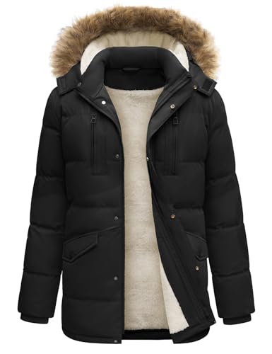 TOMEEK – Doudoune Imperméable Homme à Capuche Amovible – Manteau Chaud Outdoor pour l’Hiver