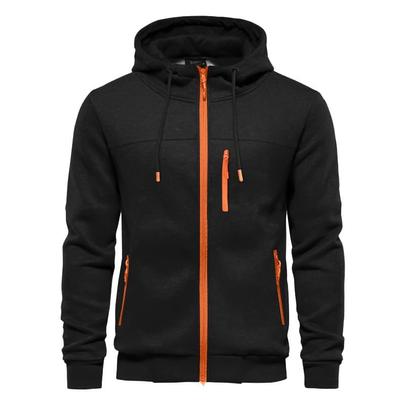 CTU – Sweat à capuche zippé en polaire pour homme – Manches longues & style casual