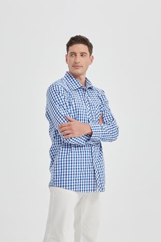 JupiterSecret – Chemise Homme à Carreaux en Coton – Style Décontracté avec Poche Poitrine