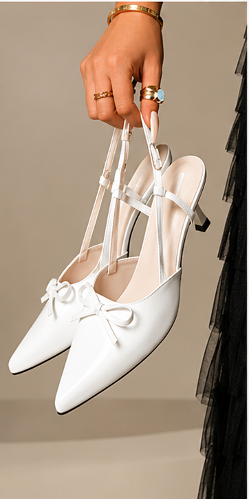 🎀 Escarpins slingback à nœud pour femme – Bout pointu et petit talon élégant
