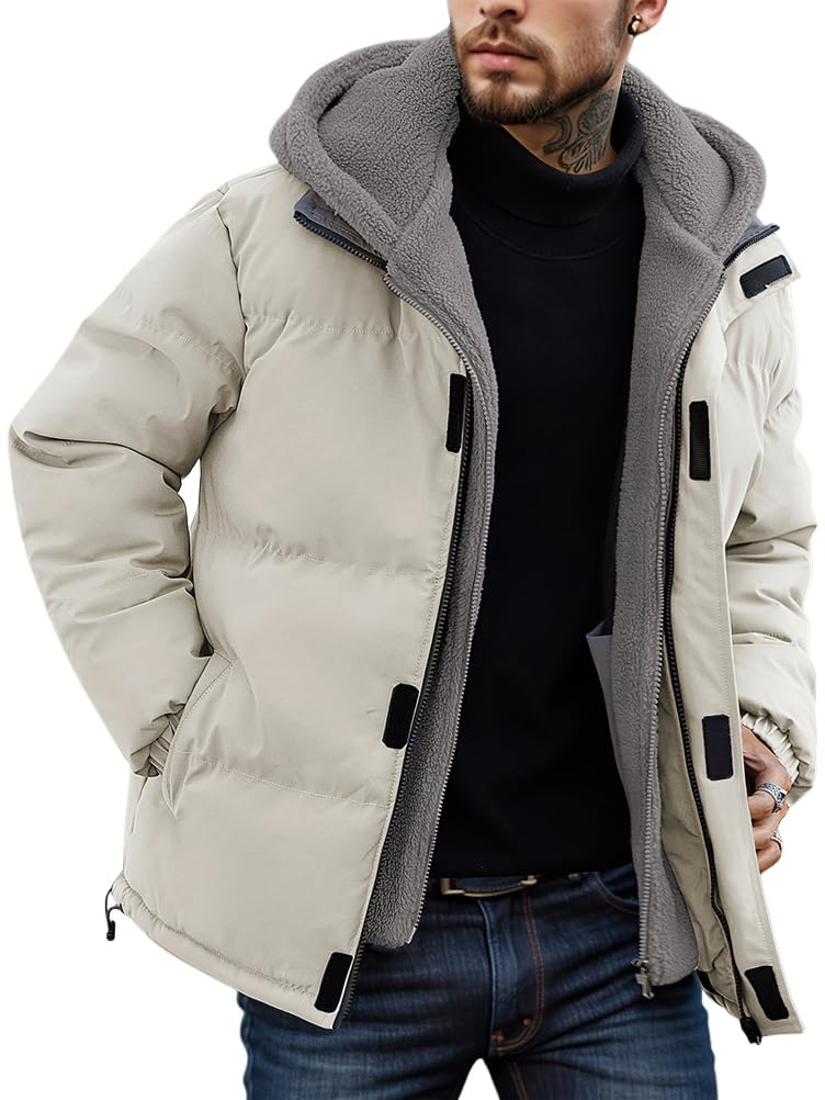 Doudoune Homme Hiver à Capuche – Blouson Matelassé Coupe Ajustée Style Bomber & Moto