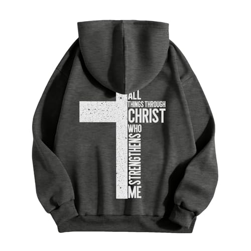 Sweat à capuche homme oversize – Imprimé croix et lettrage