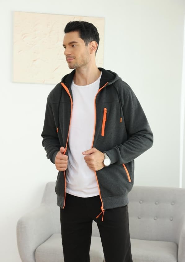 CTU – Sweat à capuche zippé en polaire pour homme – Manches longues & style casual