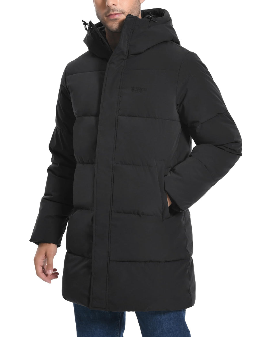 Pioneer Camp – Doudoune Longue Homme à Capuche – Parka Chaude, Matelassée, Coupe-Vent & Imperméable
