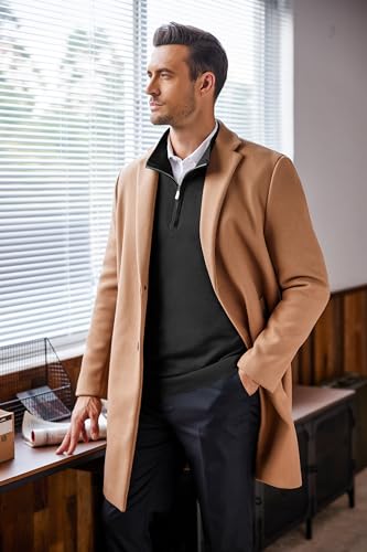 COOFANDY – Pull Homme Tricoté à Col Montant Zippé – Maille Noire Casual & Élégante