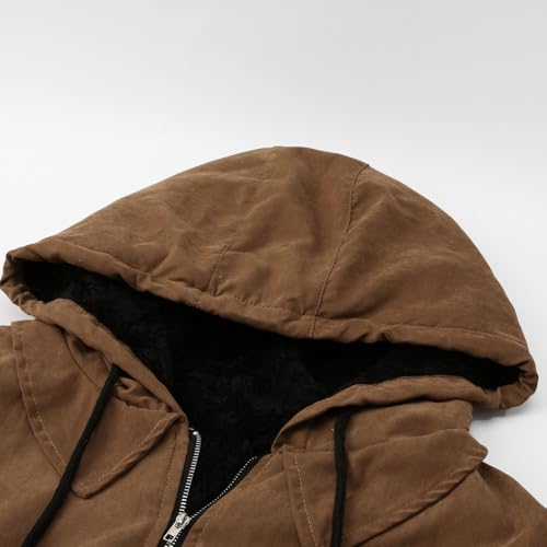 Veste Homme Style Cuir à Capuche – Blouson 3D Imprimé Zippé avec Effet Moumoute