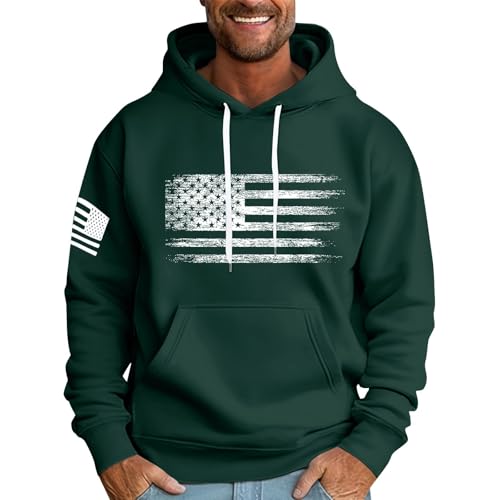 Sweat à capuche homme imprimé drapeau, style streetwear