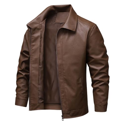Blouson Moto Homme Hiver – Veste Style Cuir à Col Revers, Regular Fit & Look Biker