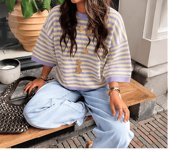 💕 Pull Femme Rayé Oversize – Style Y2K Casual & Maille Tendance VELICYA