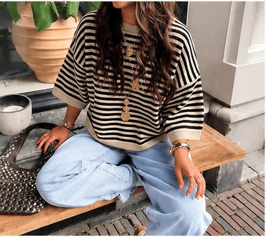 💕 Pull Femme Rayé Oversize – Style Y2K Casual & Maille Tendance VELICYA