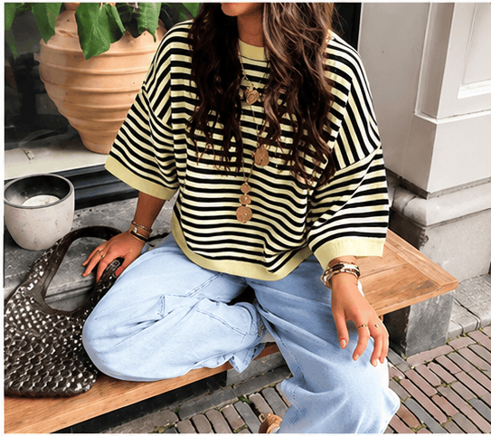 💕 Pull Femme Rayé Oversize – Style Y2K Casual & Maille Tendance VELICYA