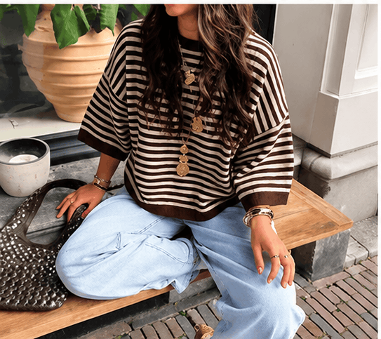 💕 Pull Femme Rayé Oversize – Style Y2K Casual & Maille Tendance VELICYA