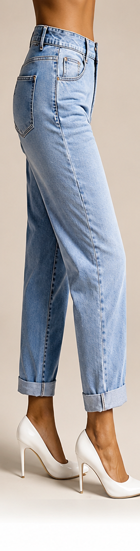 Jean femme Selenza skinny taille haute – Coupe 7/8 à revers & style casual chic