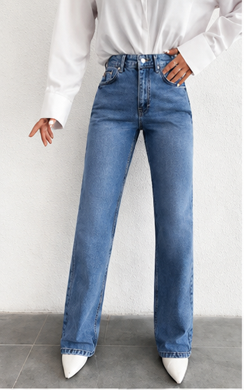 Jean Femme EURMUSE Jambe Droite – Taille Haute, Coupe Droite & Denim Casual Chic