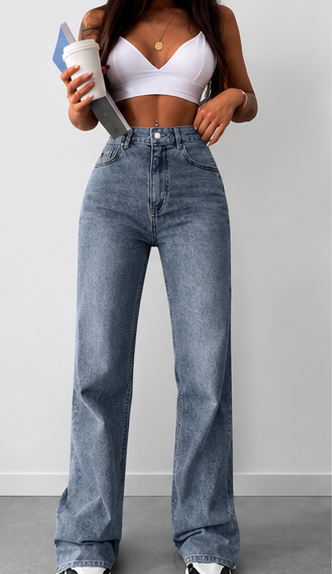 Jean femme petite taille haute – Coupe droite & denim bleu clair casual chic