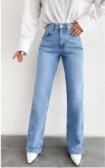 Jean Femme EURMUSE Jambe Droite – Taille Haute, Coupe Droite & Denim Casual Chic