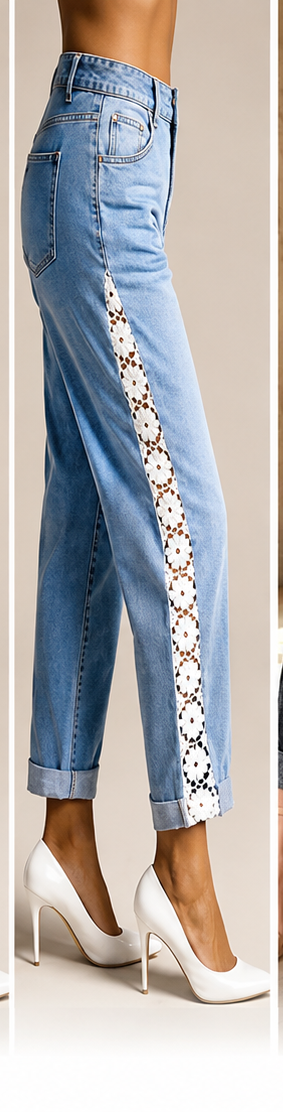Jean femme Selenza skinny taille haute – Coupe 7/8 à revers & style casual chic