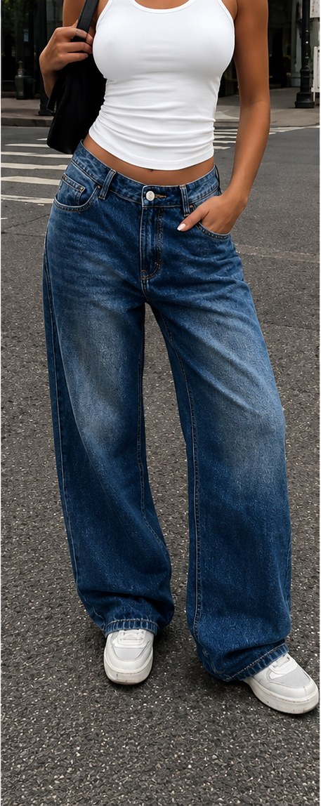 Jean femme vintage boyfriend – Coupe droite & look décontracté oversize