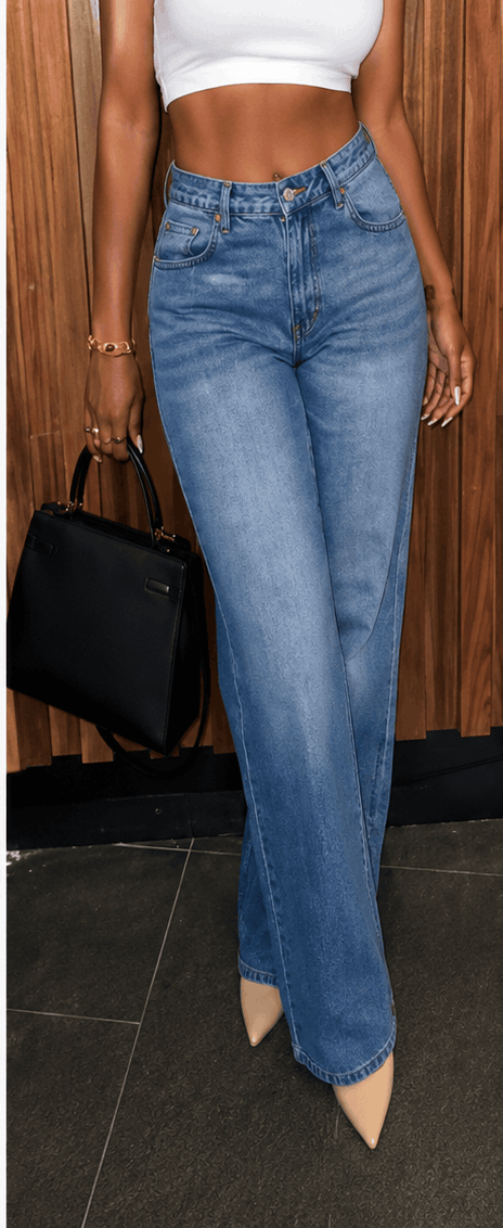 Jean Femme Rétro Straight Leg – Coupe Droite Stacked & Style Casual VELICYA