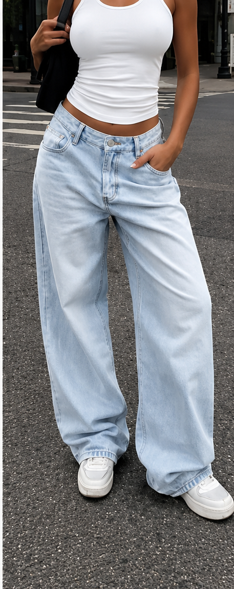 Jean femme vintage boyfriend – Coupe droite & look décontracté oversize