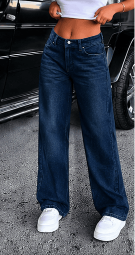 Jean Femme Taille Basse à Boutons – Coupe Droite & Style Casual Vintage VELICYA