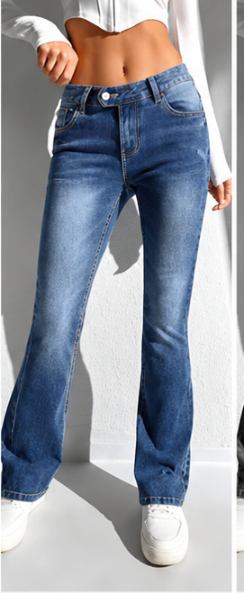 Jean femme Rivivi Flare Ombré – Coupe slim évasée & denim bleu dégradé