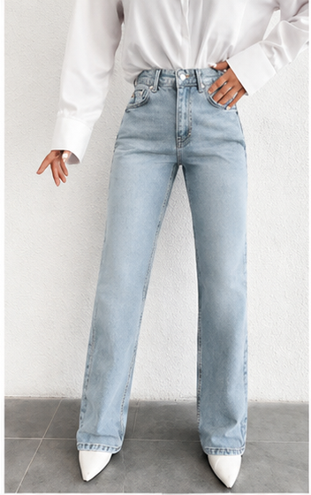 Jean Femme EURMUSE Jambe Droite – Taille Haute, Coupe Droite & Denim Casual Chic