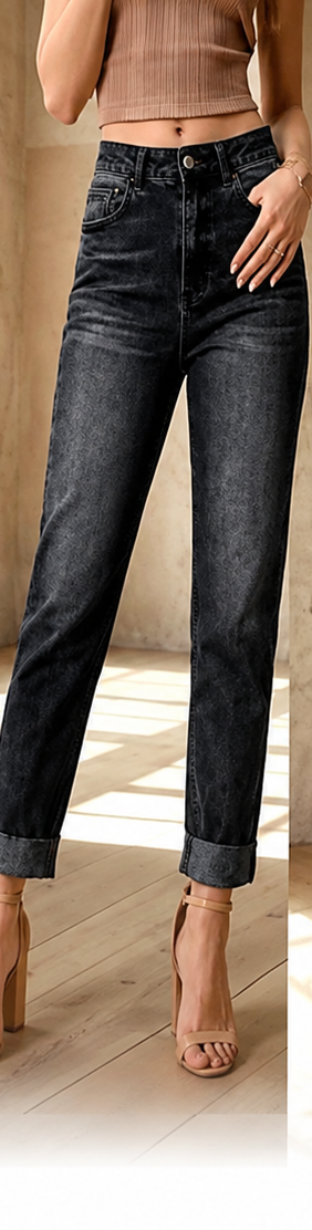 Jean femme Selenza skinny taille haute – Coupe 7/8 à revers & style casual chic