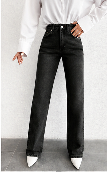 Jean Femme EURMUSE Jambe Droite – Taille Haute, Coupe Droite & Denim Casual Chic