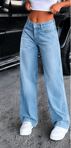 Jean Femme Taille Basse à Boutons – Coupe Droite & Style Casual Vintage VELICYA