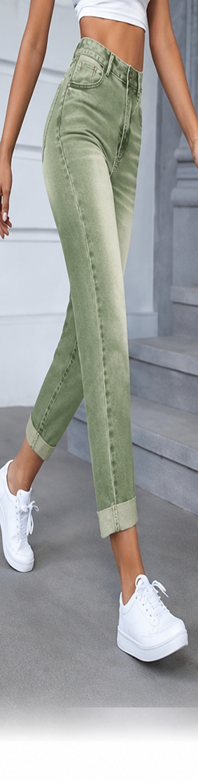Jean femme Selenza skinny taille haute – Coupe 7/8 à revers & style casual chic
