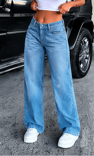 Jean Femme Taille Basse à Boutons – Coupe Droite & Style Casual Vintage VELICYA
