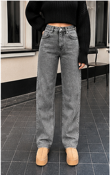 Jean Femme EURMUSE Jambe Droite – Taille Haute, Coupe Droite & Denim Casual Chic