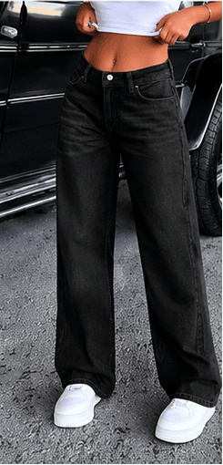 Jean Femme Taille Basse à Boutons – Coupe Droite & Style Casual Vintage VELICYA