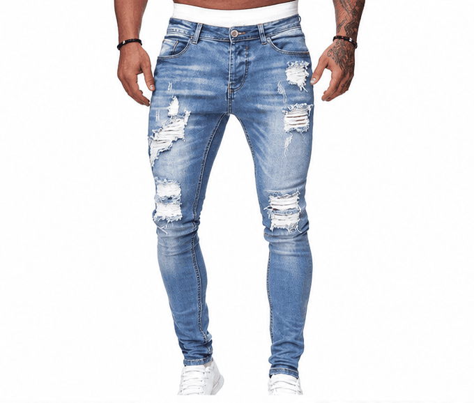 🖤 Jean Homme Skinny Déchiré Roughcore – Style Streetwear & Denim Distressed VELICYA