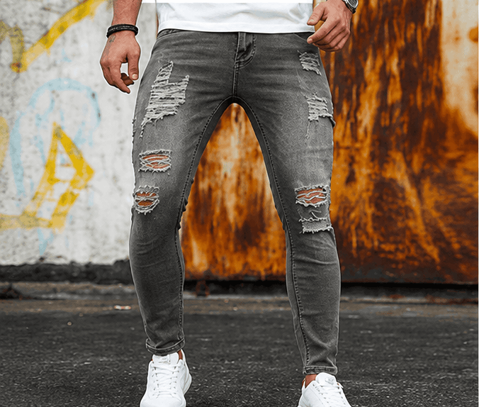 🖤 Jean Homme Skinny Déchiré Roughcore – Style Streetwear & Denim Distressed VELICYA