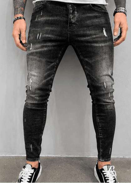 Jean Homme Slim Fit Vintage – Denim Stretch Déchiré & Effet Moustaches VELICYA