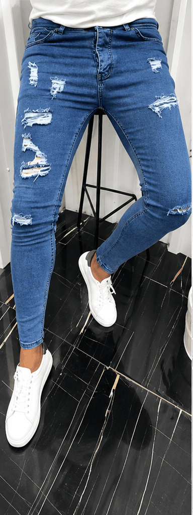 Jean Homme Skinny Distressed Stretch – Style Urbain & Denim Déchiré VELICYA